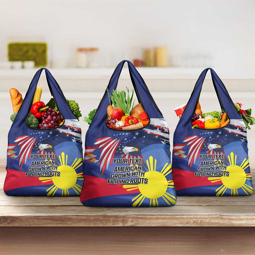 Personalized American Grown With Filipino Roots Grocery Bag