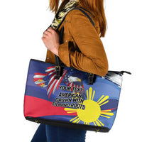 Personalized American Grown With Filipino Roots Leather Tote Bag