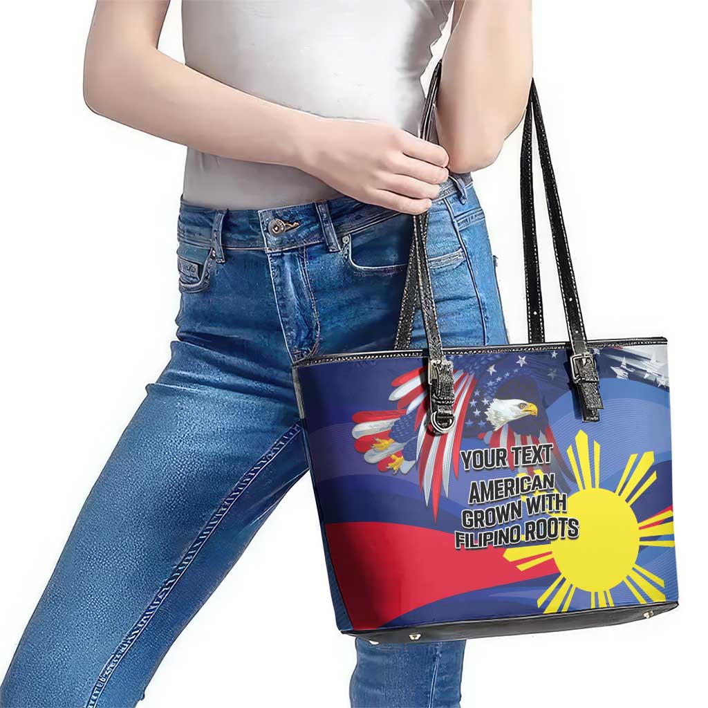 Personalized American Grown With Filipino Roots Leather Tote Bag