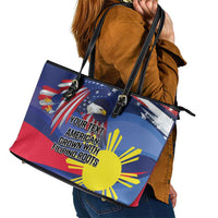 Personalized American Grown With Filipino Roots Leather Tote Bag
