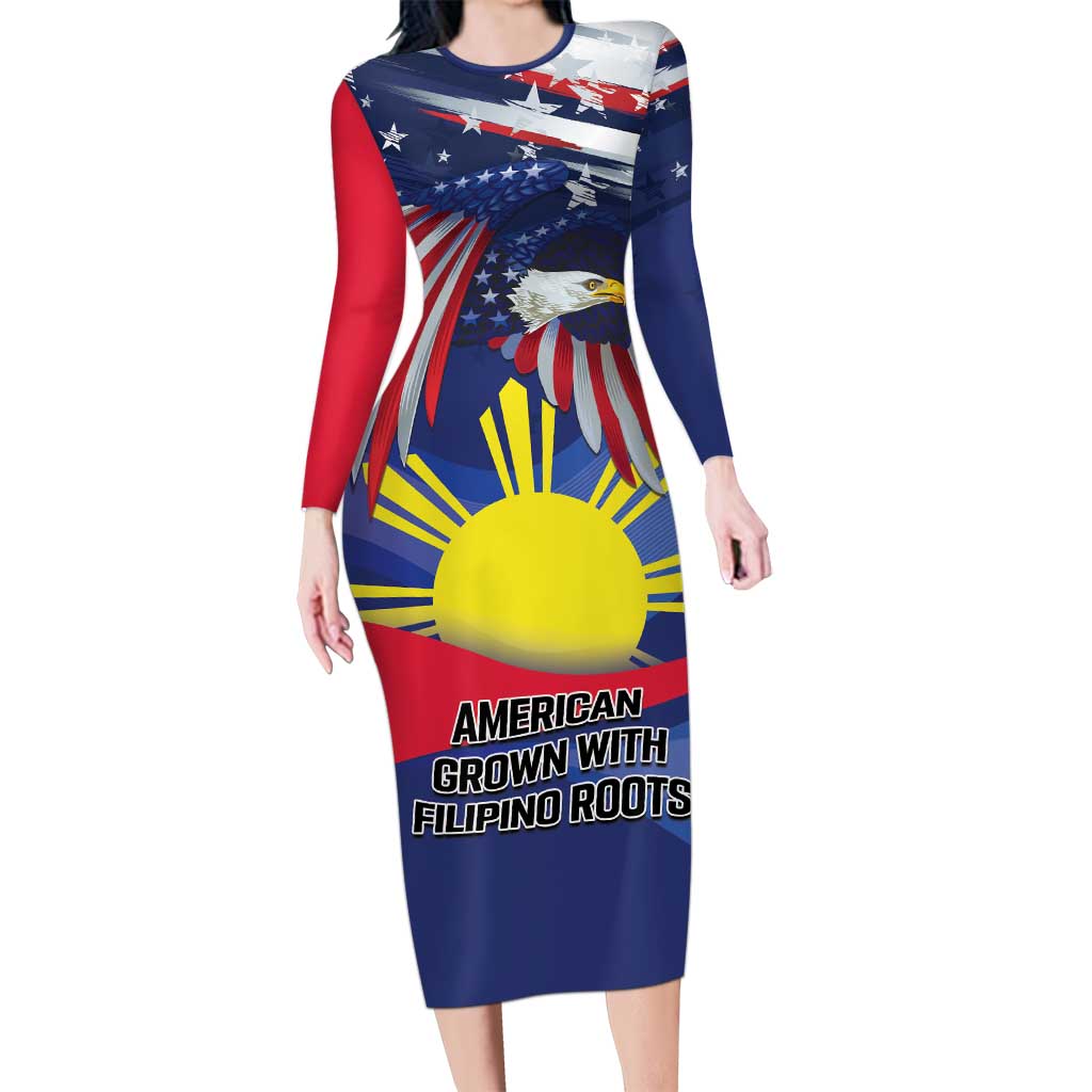 Personalized American Grown With Filipino Roots Long Sleeve Bodycon Dress