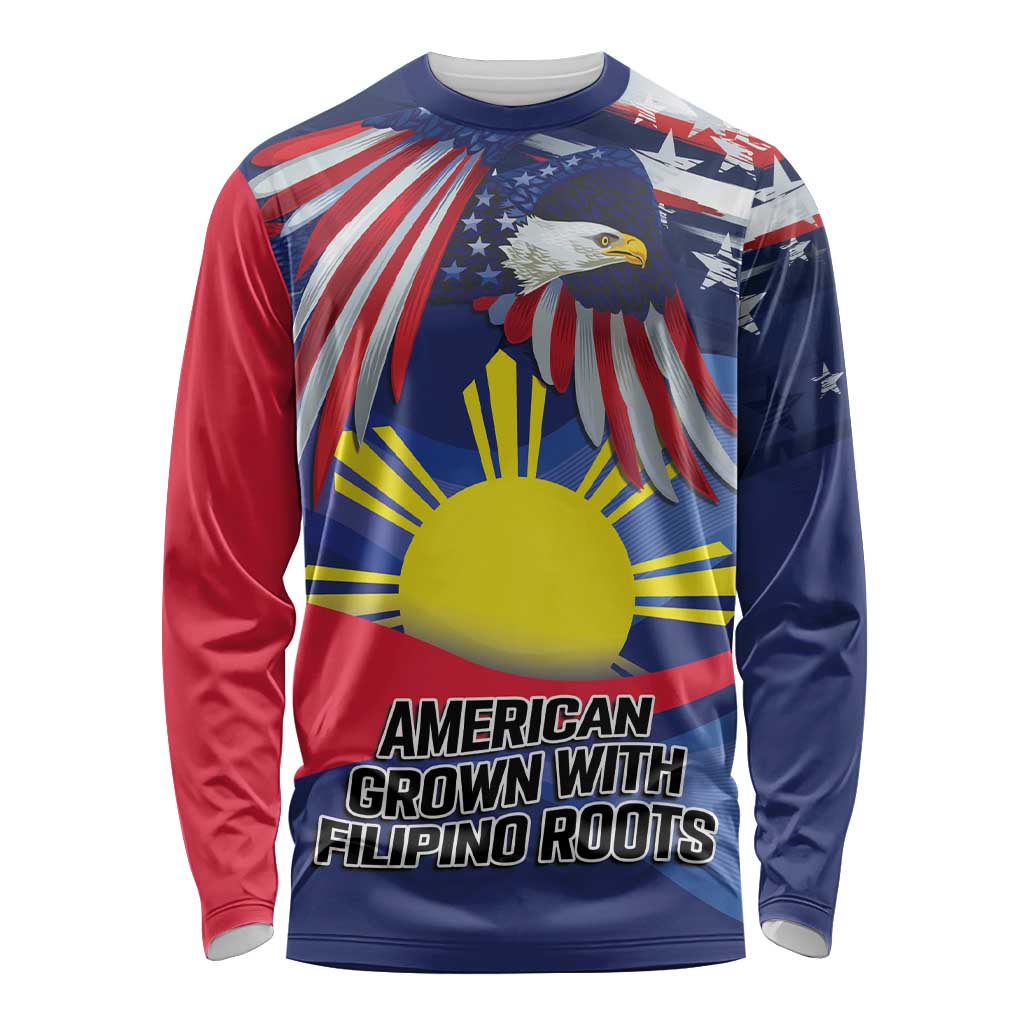 Personalized American Grown With Filipino Roots Long Sleeve Shirt