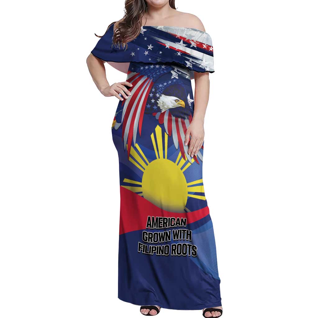 Personalized American Grown With Filipino Roots Off Shoulder Maxi Dress