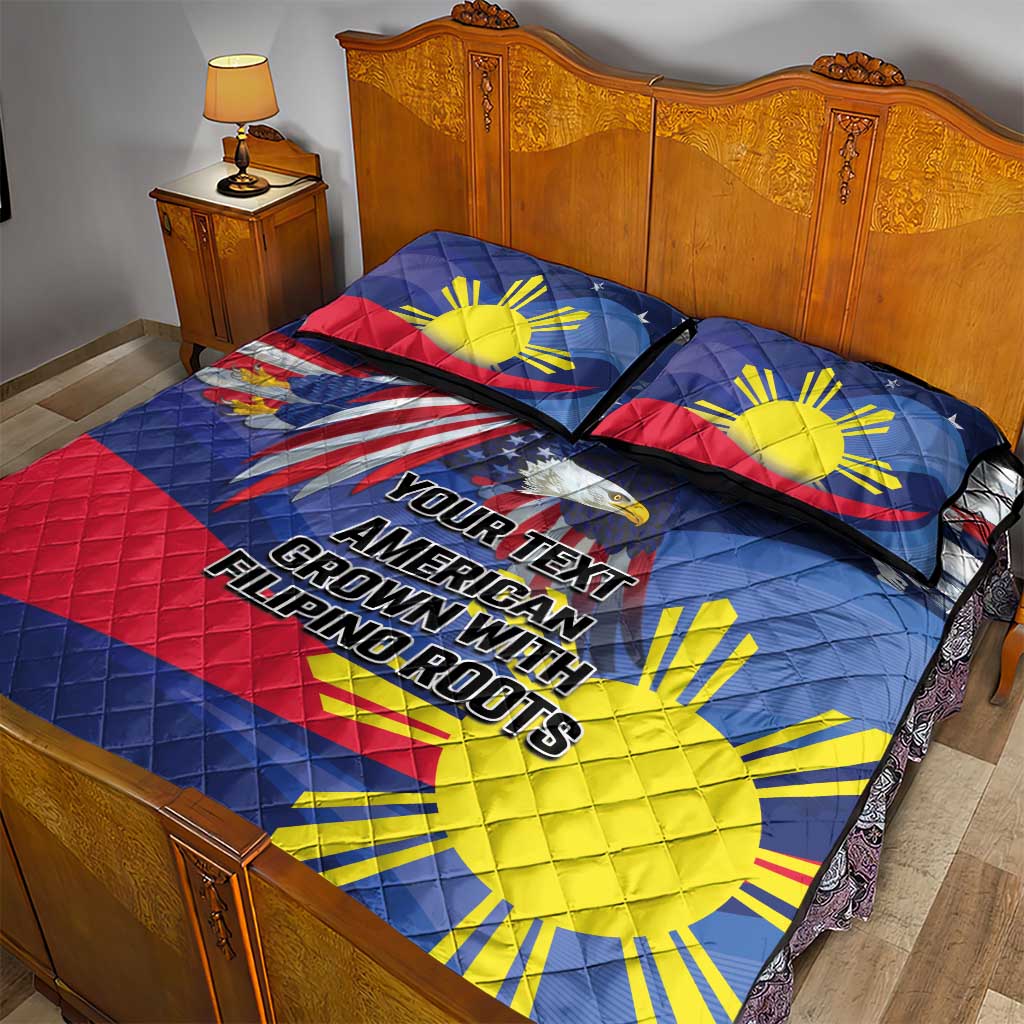 Personalized American Grown With Filipino Roots Quilt Bed Set