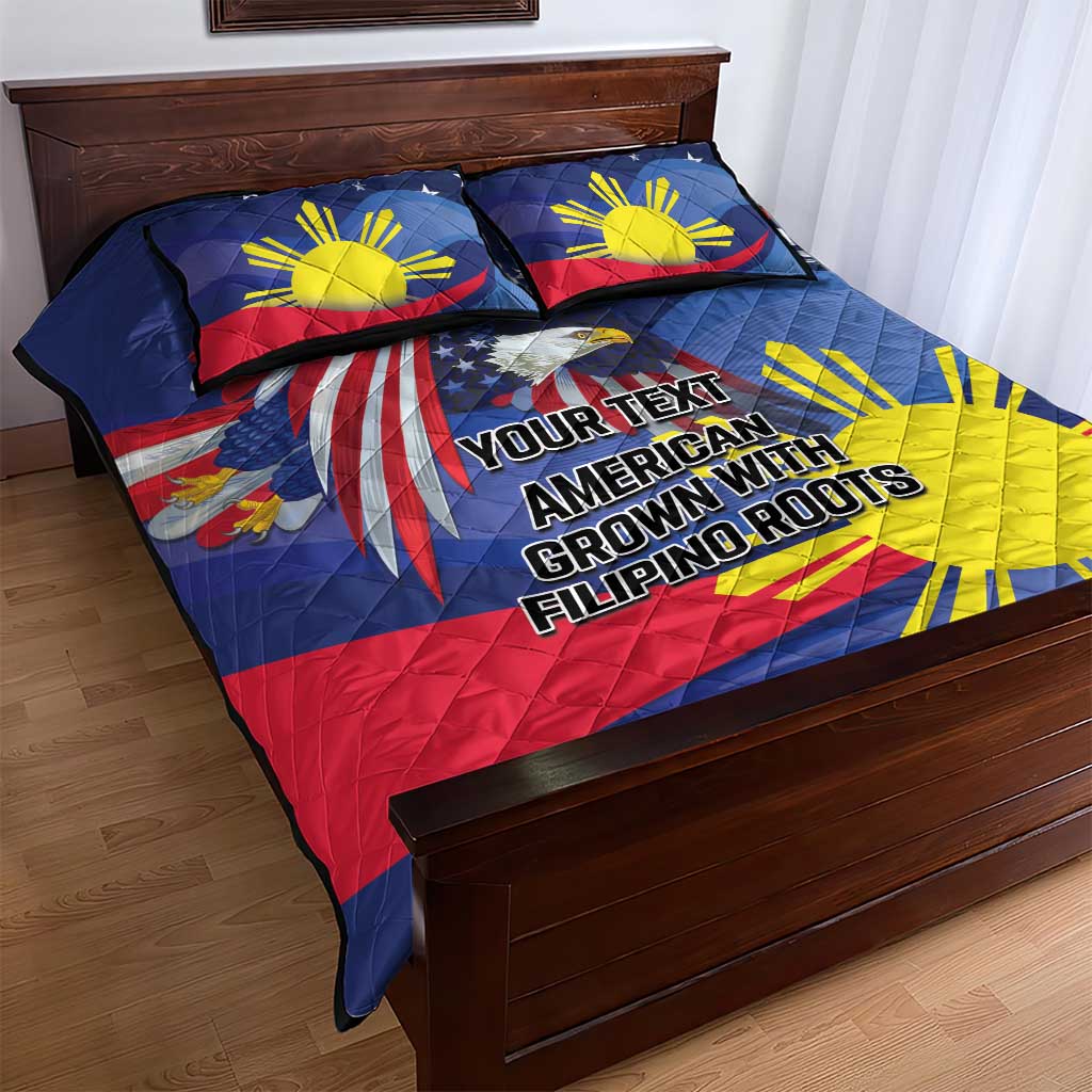 Personalized American Grown With Filipino Roots Quilt Bed Set