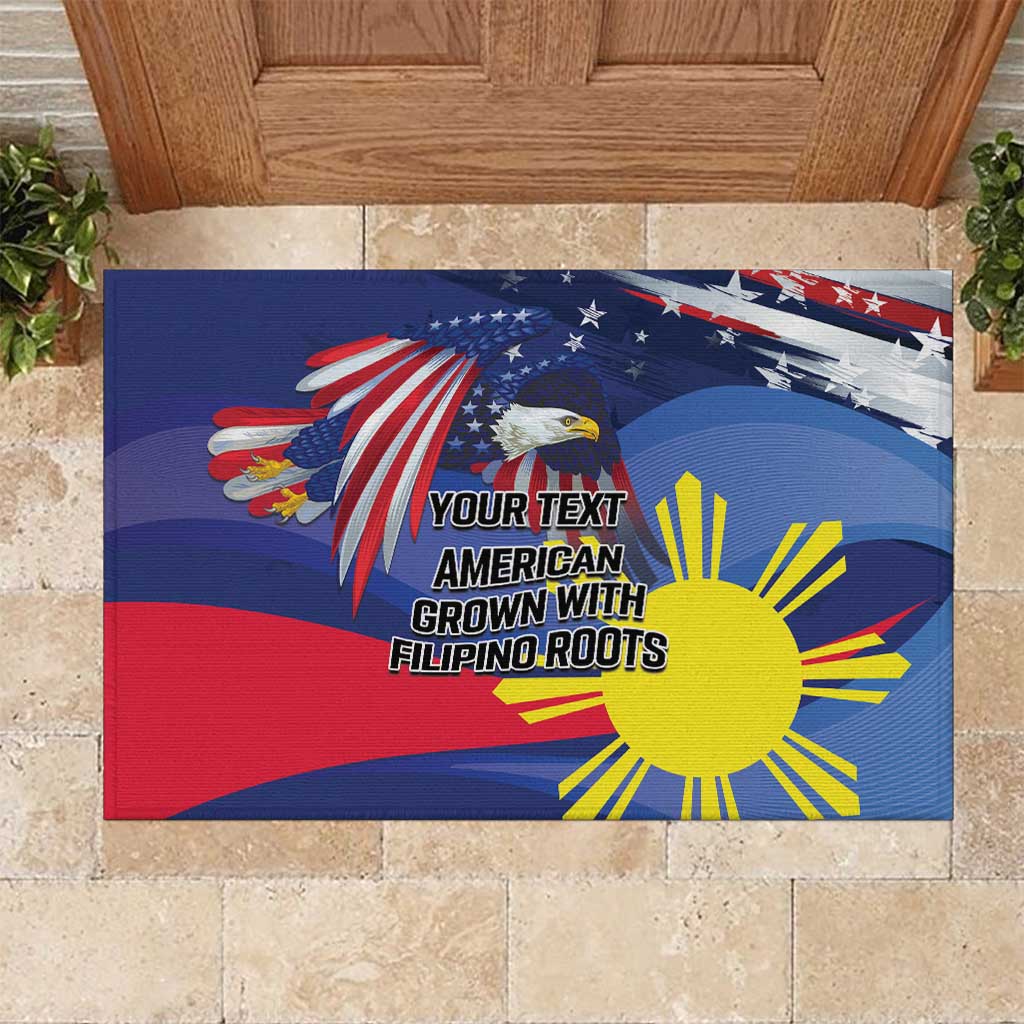Personalized American Grown With Filipino Roots Rubber Doormat