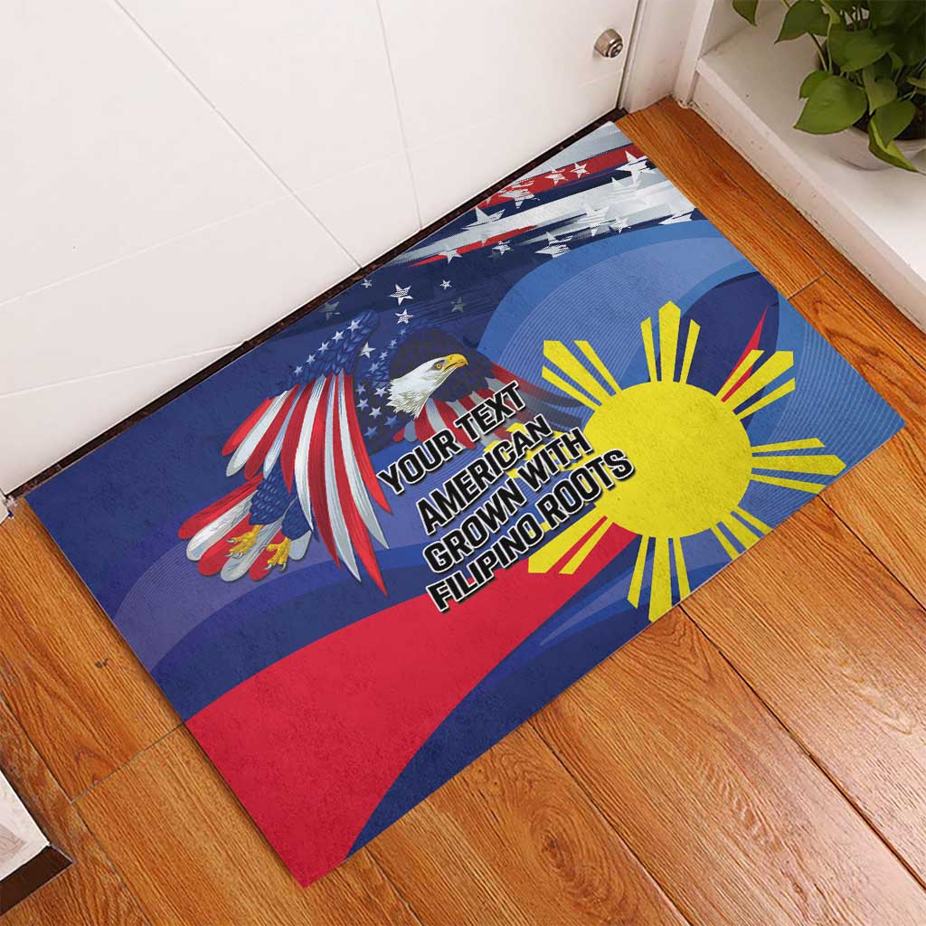 Personalized American Grown With Filipino Roots Rubber Doormat