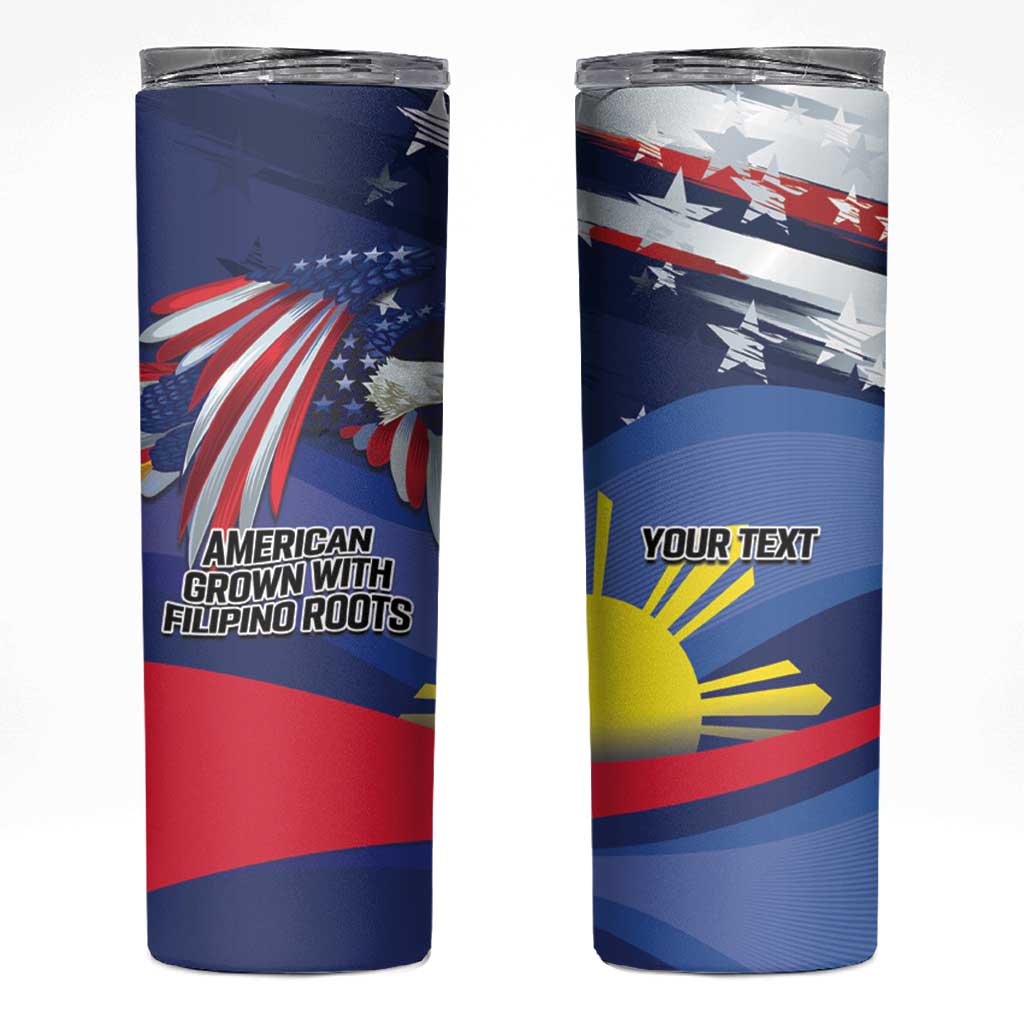 Personalized American Grown With Filipino Roots Skinny Tumbler