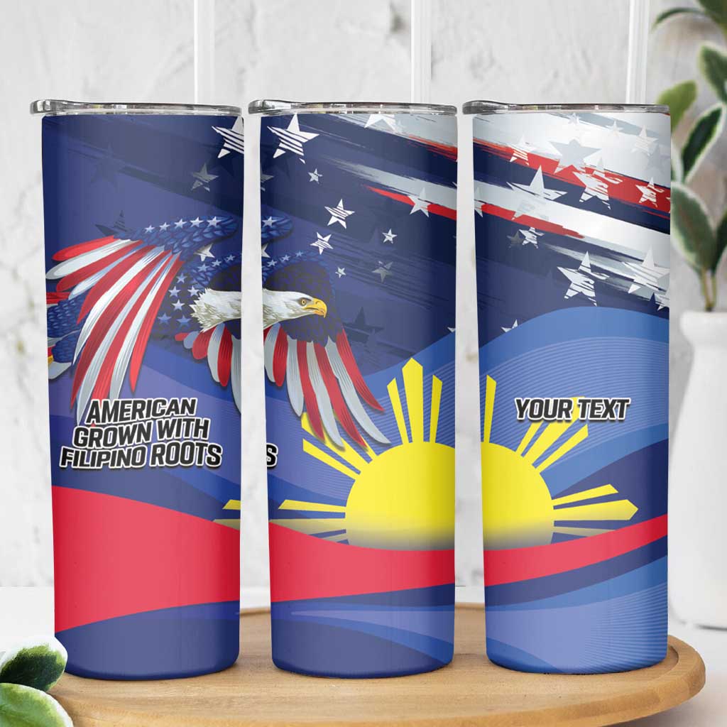 Personalized American Grown With Filipino Roots Skinny Tumbler