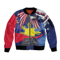 Personalized American Grown With Filipino Roots Sleeve Zip Bomber Jacket