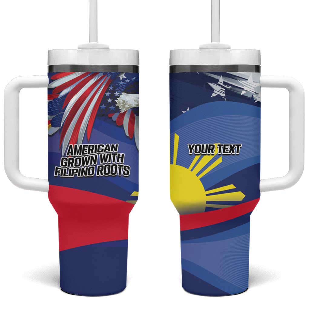 Personalized American Grown With Filipino Roots Tumbler With Handle