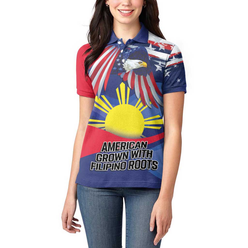 Personalized American Grown With Filipino Roots Women Polo Shirt