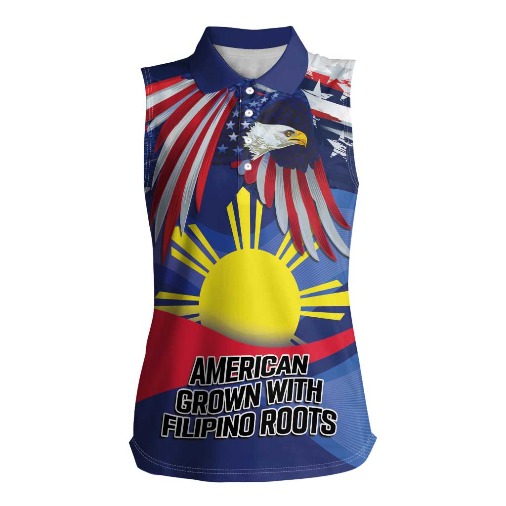Personalized American Grown With Filipino Roots Women Sleeveless Polo Shirt