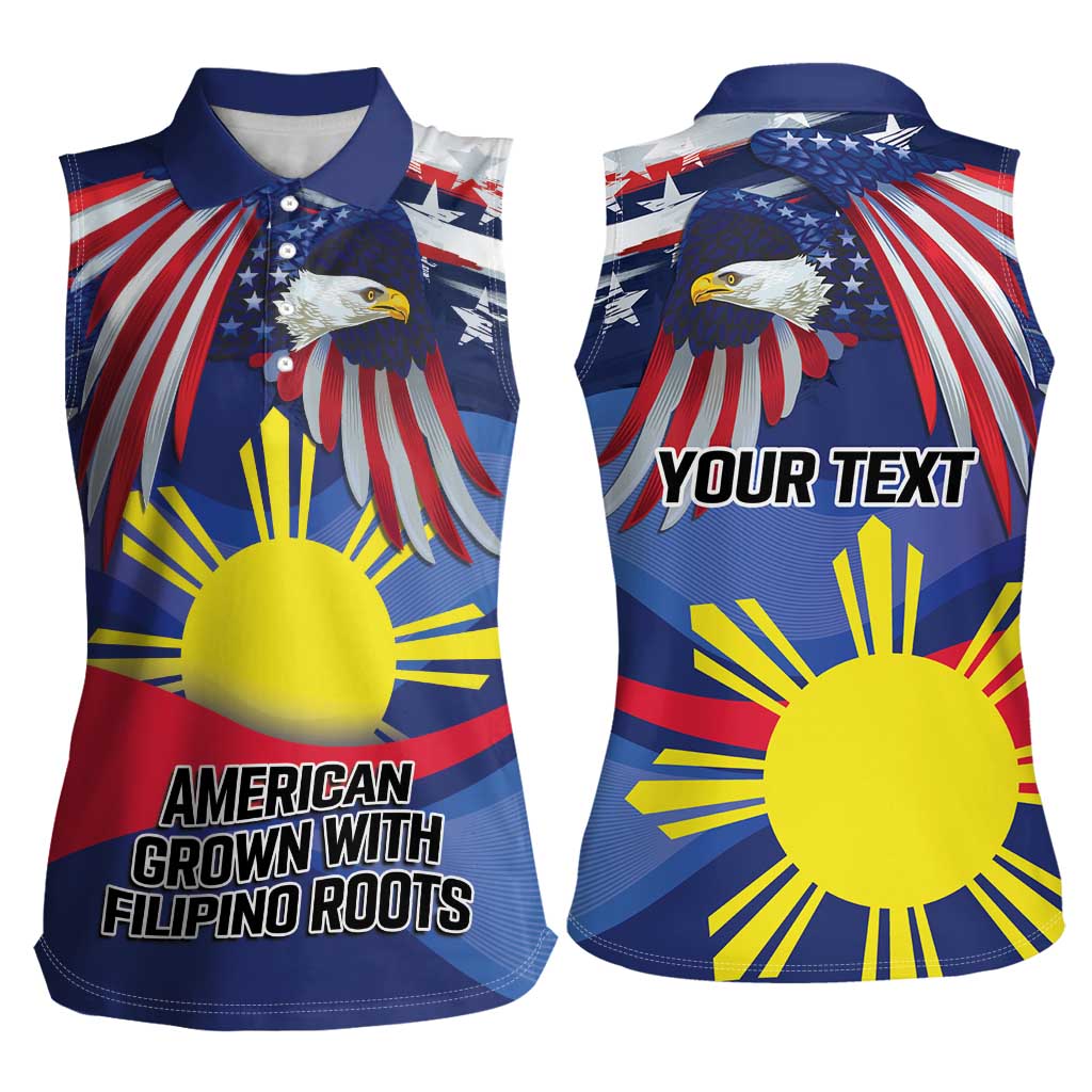 Personalized American Grown With Filipino Roots Women Sleeveless Polo Shirt