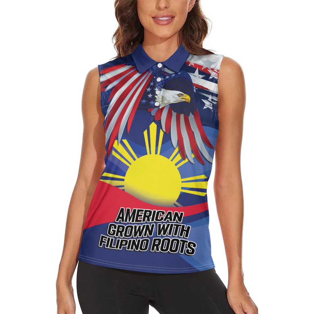 Personalized American Grown With Filipino Roots Women Sleeveless Polo Shirt