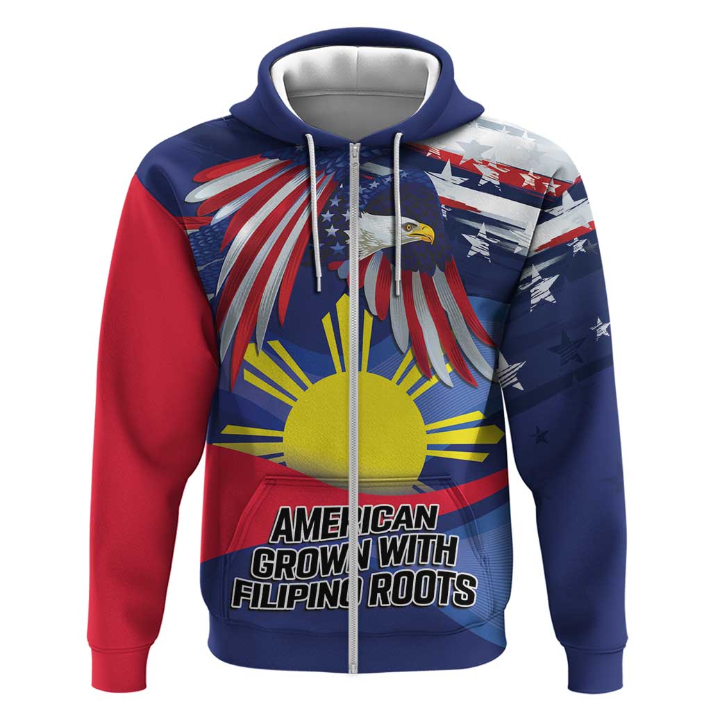 Personalized American Grown With Filipino Roots Zip Hoodie