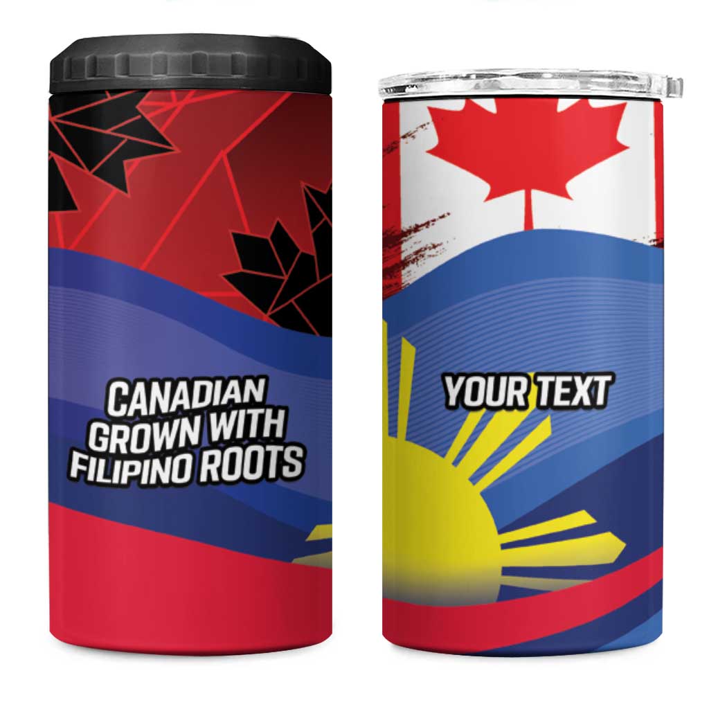 Personalized Canadian Grown With Filipino Roots 4 in 1 Can Cooler Tumbler