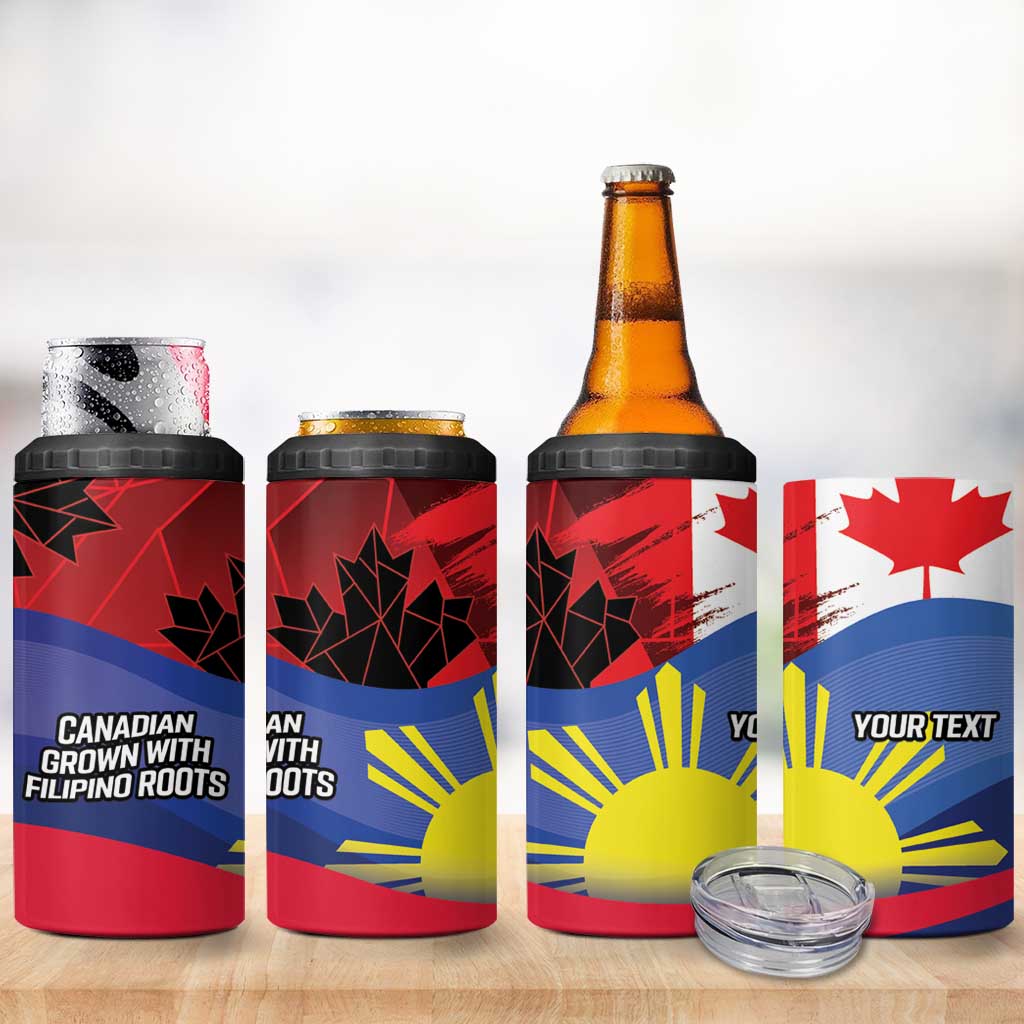 Personalized Canadian Grown With Filipino Roots 4 in 1 Can Cooler Tumbler