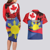Personalized Canadian Grown With Filipino Roots Couples Matching Long Sleeve Bodycon Dress and Hawaiian Shirt