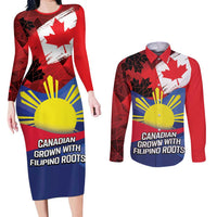 Personalized Canadian Grown With Filipino Roots Couples Matching Long Sleeve Bodycon Dress and Long Sleeve Button Shirt