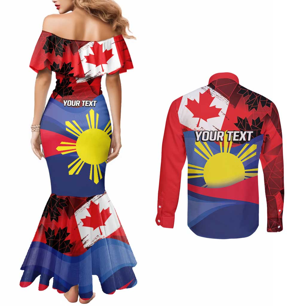 Personalized Canadian Grown With Filipino Roots Couples Matching Mermaid Dress and Long Sleeve Button Shirt