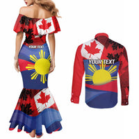 Personalized Canadian Grown With Filipino Roots Couples Matching Mermaid Dress and Long Sleeve Button Shirt