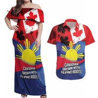 Personalized Canadian Grown With Filipino Roots Couples Matching Off Shoulder Maxi Dress and Hawaiian Shirt