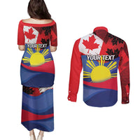 Personalized Canadian Grown With Filipino Roots Couples Matching Puletasi and Long Sleeve Button Shirt