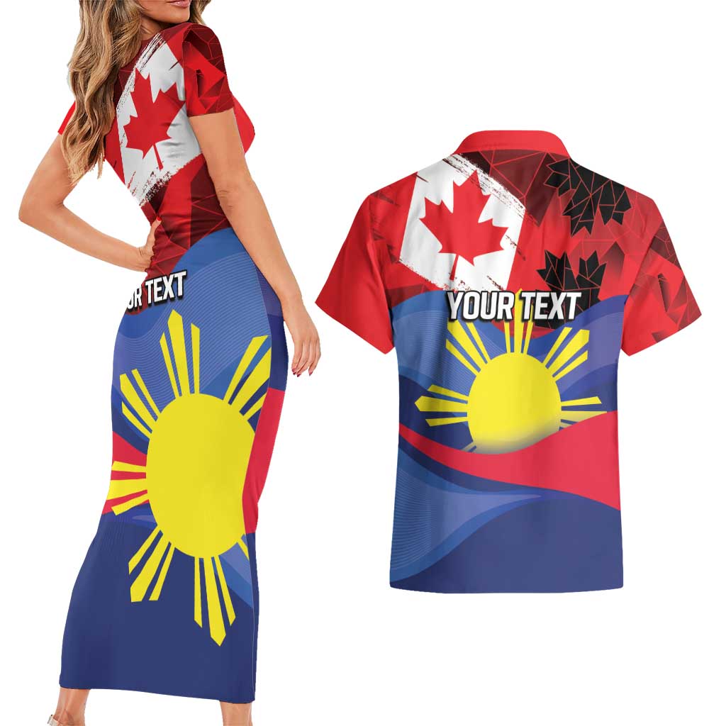 Personalized Canadian Grown With Filipino Roots Couples Matching Short Sleeve Bodycon Dress and Hawaiian Shirt