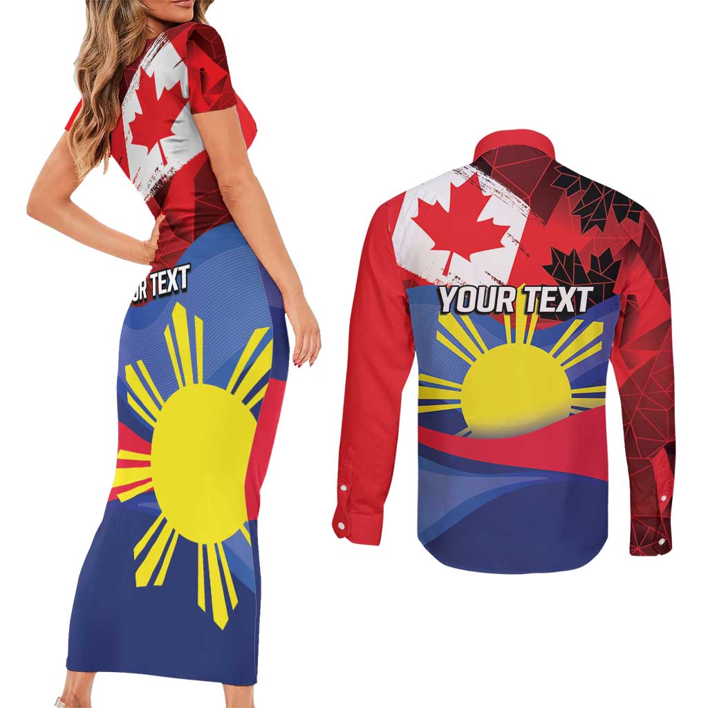 Personalized Canadian Grown With Filipino Roots Couples Matching Short Sleeve Bodycon Dress and Long Sleeve Button Shirt