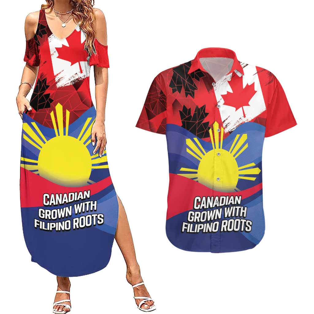 Personalized Canadian Grown With Filipino Roots Couples Matching Summer Maxi Dress and Hawaiian Shirt
