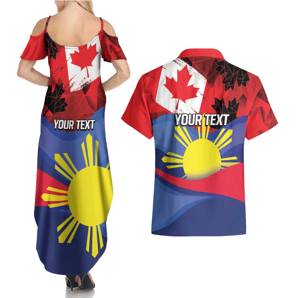 Personalized Canadian Grown With Filipino Roots Couples Matching Summer Maxi Dress and Hawaiian Shirt