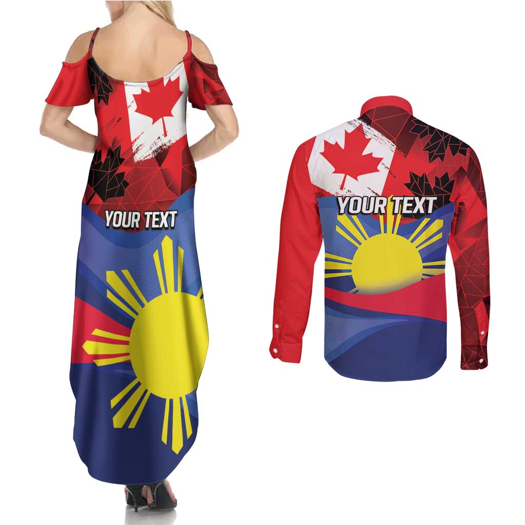 Personalized Canadian Grown With Filipino Roots Couples Matching Summer Maxi Dress and Long Sleeve Button Shirt