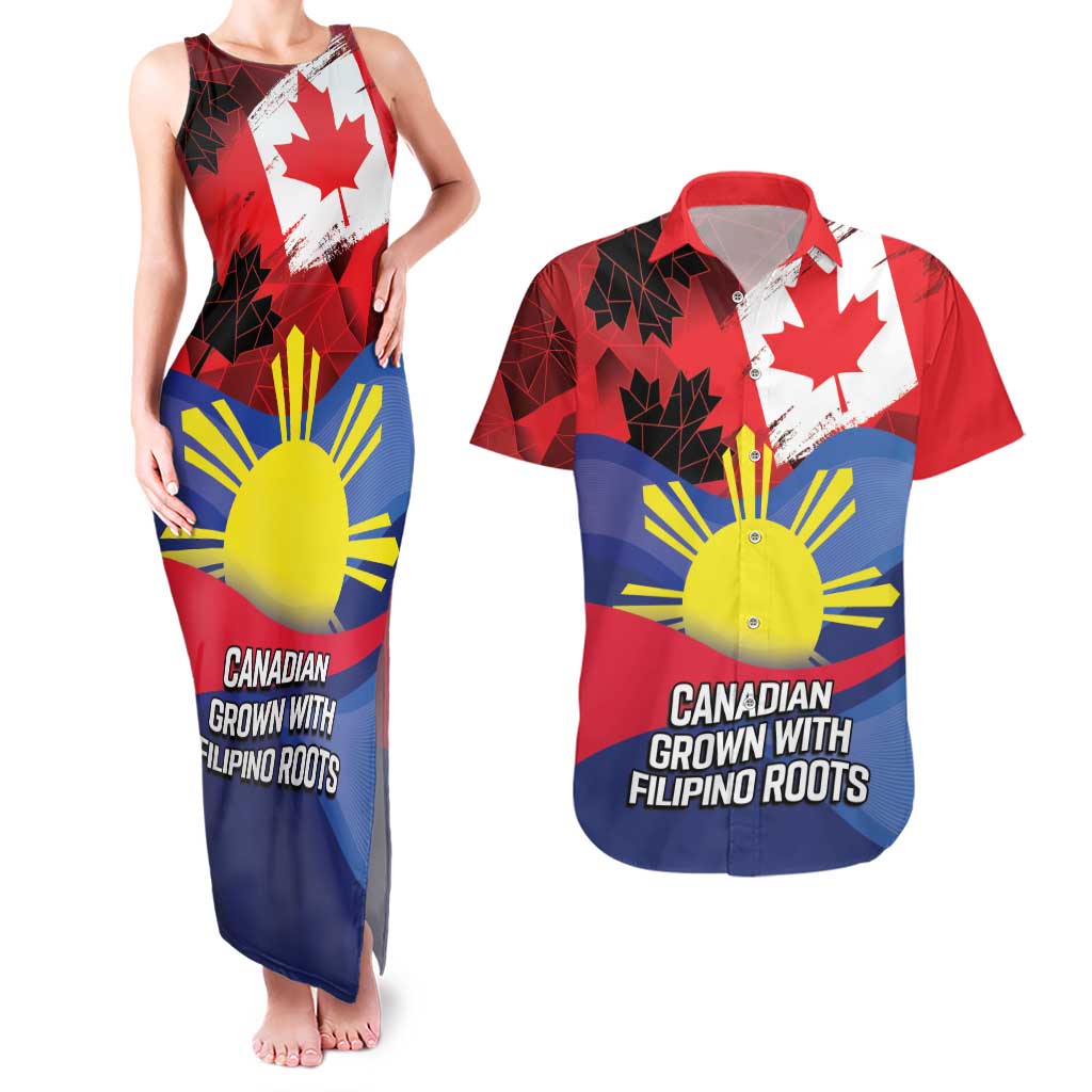 Personalized Canadian Grown With Filipino Roots Couples Matching Tank Maxi Dress and Hawaiian Shirt
