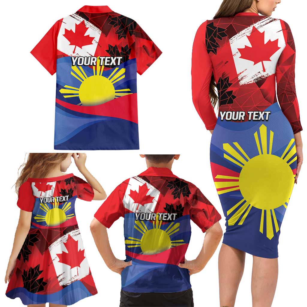 Personalized Canadian Grown With Filipino Roots Family Matching Long Sleeve Bodycon Dress and Hawaiian Shirt