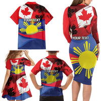 Personalized Canadian Grown With Filipino Roots Family Matching Long Sleeve Bodycon Dress and Hawaiian Shirt
