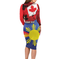 Personalized Canadian Grown With Filipino Roots Family Matching Long Sleeve Bodycon Dress and Hawaiian Shirt