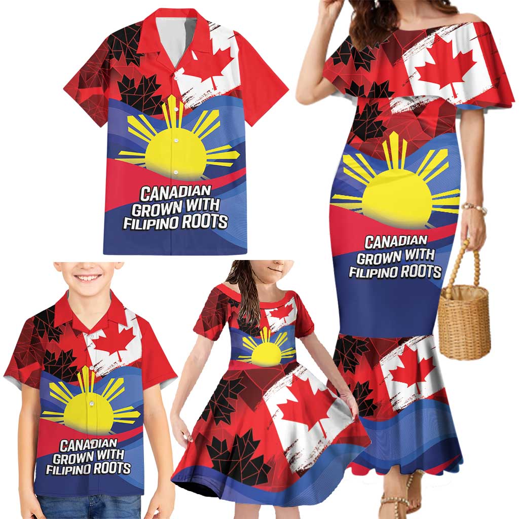 Personalized Canadian Grown With Filipino Roots Family Matching Mermaid Dress and Hawaiian Shirt