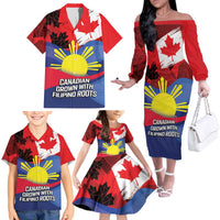 Personalized Canadian Grown With Filipino Roots Family Matching Off The Shoulder Long Sleeve Dress and Hawaiian Shirt
