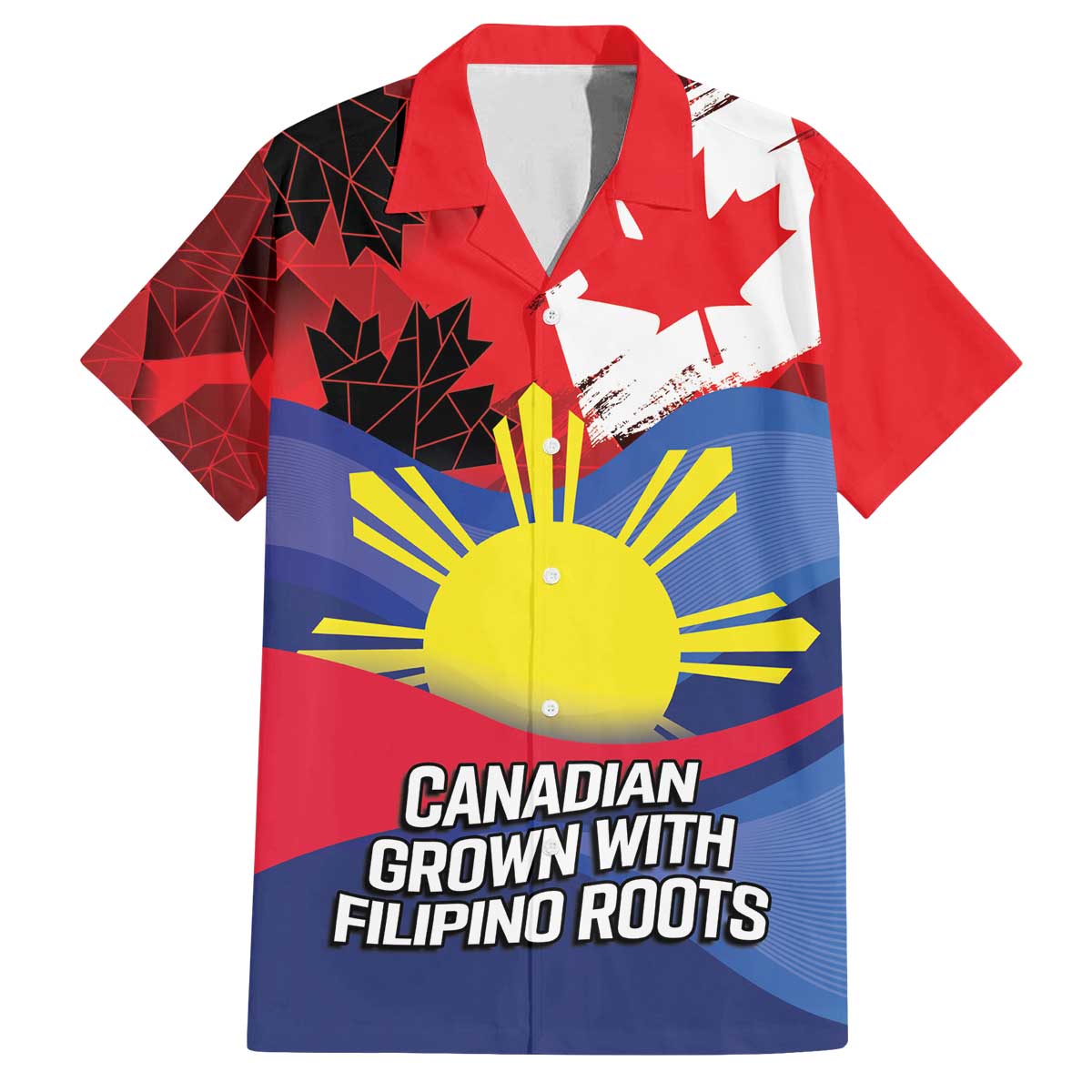 Personalized Canadian Grown With Filipino Roots Family Matching Off The Shoulder Long Sleeve Dress and Hawaiian Shirt