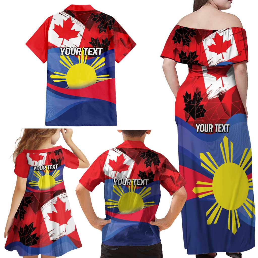 Personalized Canadian Grown With Filipino Roots Family Matching Off Shoulder Maxi Dress and Hawaiian Shirt
