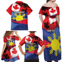 Personalized Canadian Grown With Filipino Roots Family Matching Off Shoulder Maxi Dress and Hawaiian Shirt