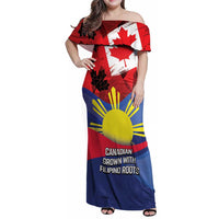 Personalized Canadian Grown With Filipino Roots Family Matching Off Shoulder Maxi Dress and Hawaiian Shirt
