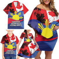 Personalized Canadian Grown With Filipino Roots Family Matching Off Shoulder Short Dress and Hawaiian Shirt