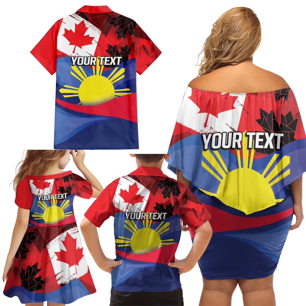 Personalized Canadian Grown With Filipino Roots Family Matching Off Shoulder Short Dress and Hawaiian Shirt