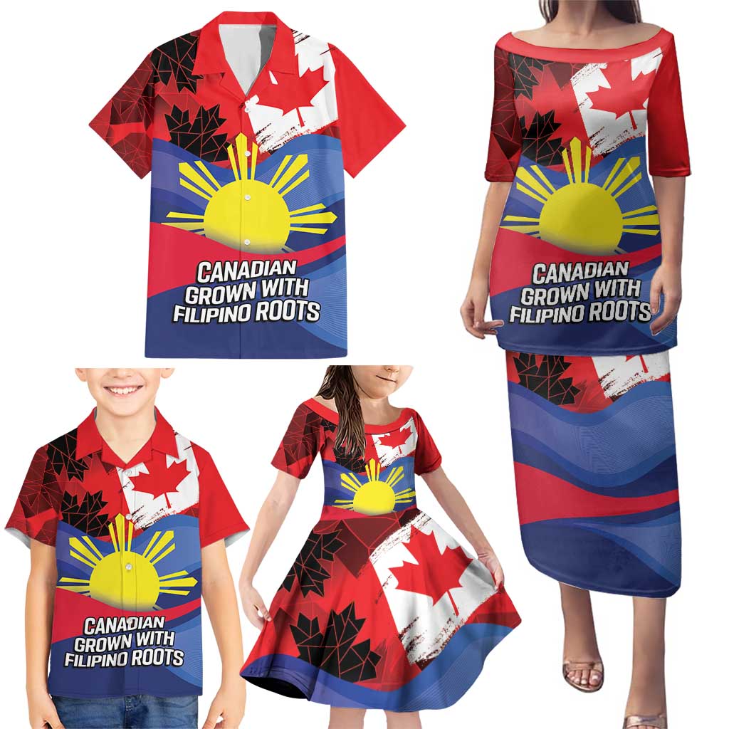 Personalized Canadian Grown With Filipino Roots Family Matching Puletasi and Hawaiian Shirt