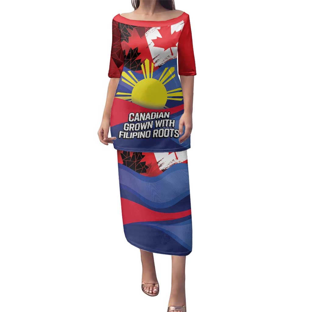 Personalized Canadian Grown With Filipino Roots Family Matching Puletasi and Hawaiian Shirt