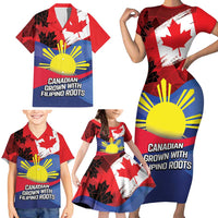 Personalized Canadian Grown With Filipino Roots Family Matching Short Sleeve Bodycon Dress and Hawaiian Shirt