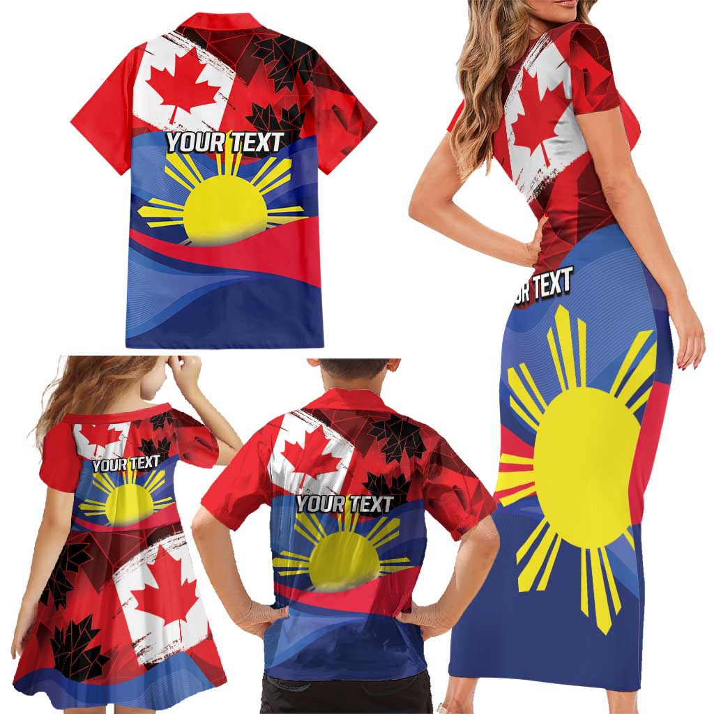 Personalized Canadian Grown With Filipino Roots Family Matching Short Sleeve Bodycon Dress and Hawaiian Shirt
