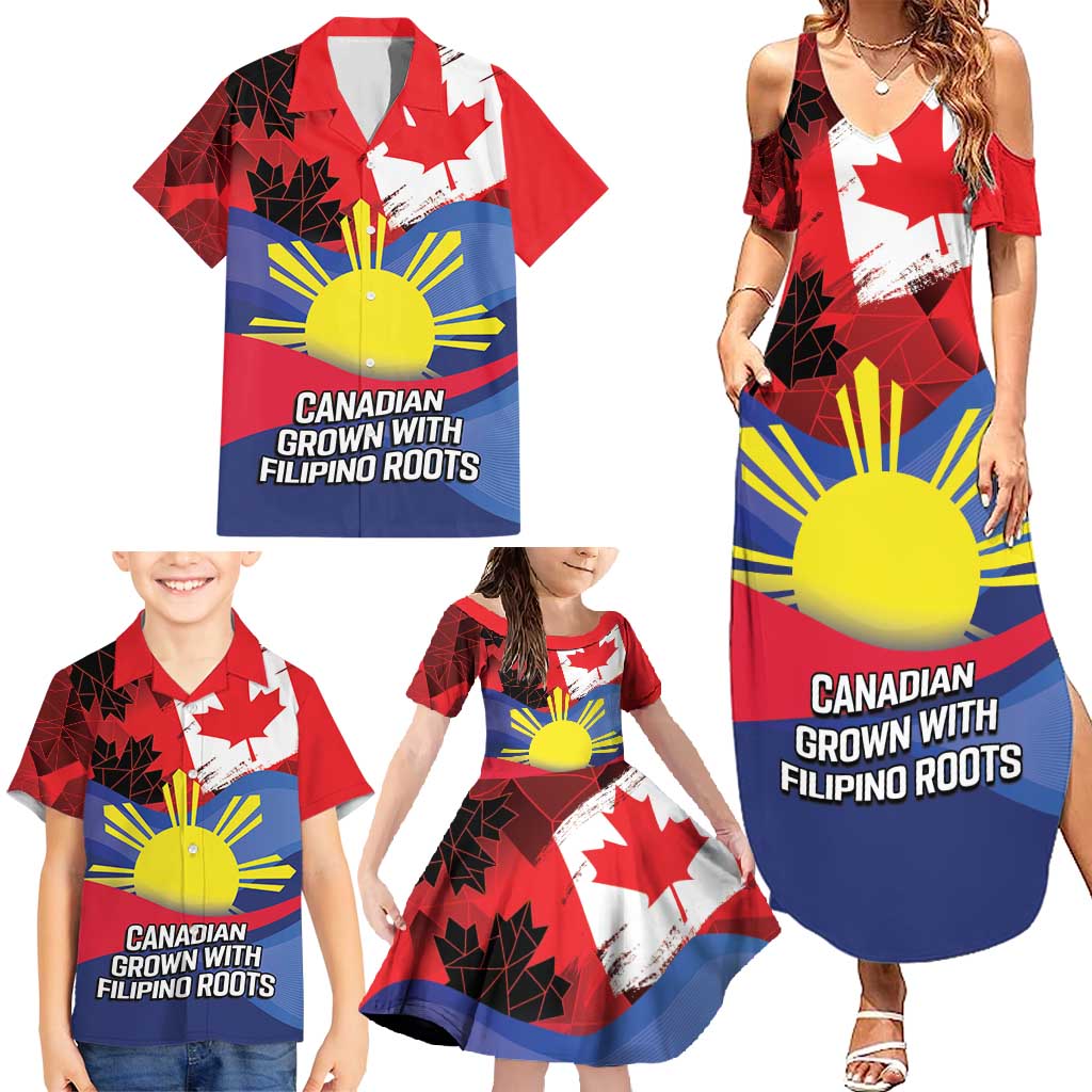 Personalized Canadian Grown With Filipino Roots Family Matching Summer Maxi Dress and Hawaiian Shirt